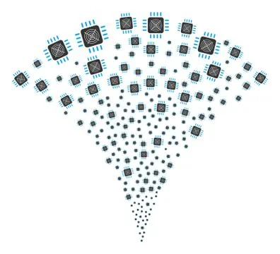 Asic Processor Fountain Stream Stock Illustration