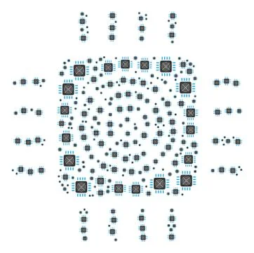 Asic Processor Icon Composition Illustrazione stock