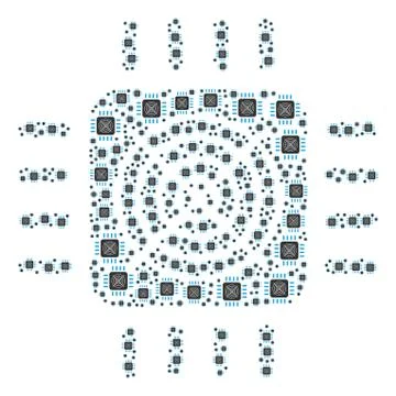 Asic Processor Icon Composition Stock Illustration
