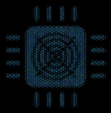 ASIC Processor Mosaic Icon of Halftone Circles Illustrazione stock