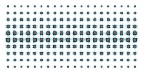 Asic Processor Shape Halftone Grid Illustrazione stock