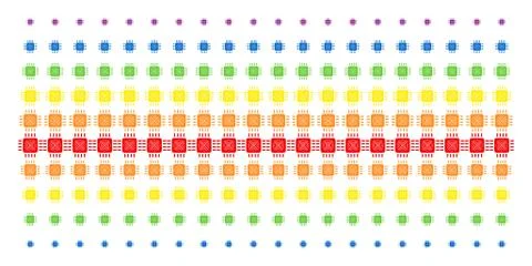 Asic Processor Shape Halftone Spectrum Grid Stock Illustration
