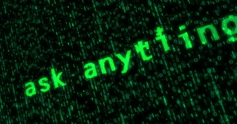 Ask anything chatbot service text typing on display screen Stock Footage 340130882