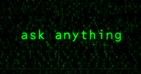 Ask anything chatbot service text typing on display screen Stock Footage 340130943