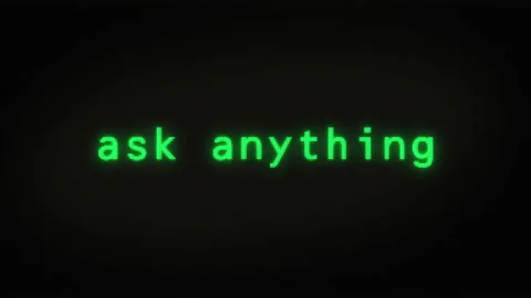 Ask anything chatbot service text typing on display screen Stock Footage 340130962