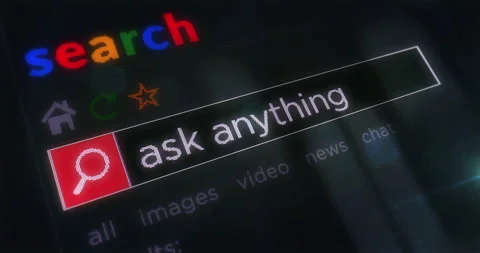 Ask anything chatbot service text typing on browser screen Stock Footage 340131176