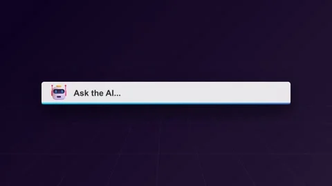 Ask the artificial intelligence using a modern search bar interface 스톡 동영상 345255070