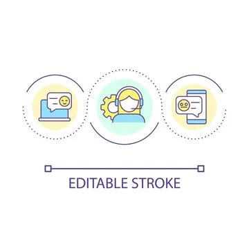 Ask client for feedback on phone loop concept icon Stock Illustration