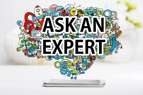 Ask An Expert concept with smartphone Stock Illustration