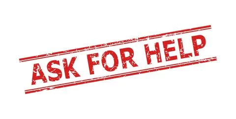 ASK FOR HELP Seal with Grunged Surface and Double Parallel Lines Stock Illustration