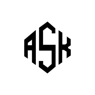 ASK letter logo design with polygon shape. ASK polygon and cube shape logo .. Illustrazione stock