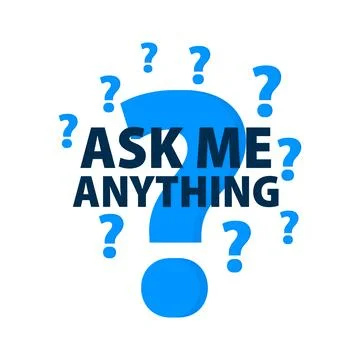 Ask me anything. Question mark label. Vector illustration. Ilustración de archivo