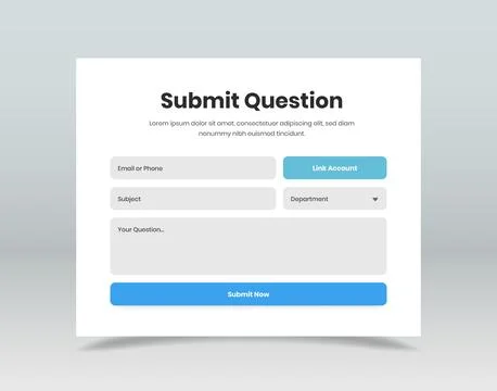 Ask question and query contact form template design for web and mobile app Ilustração Stock