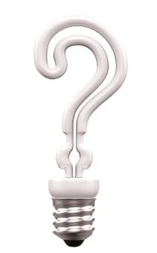 Ask a question: query mark light bulb isolated Ilustração Stock