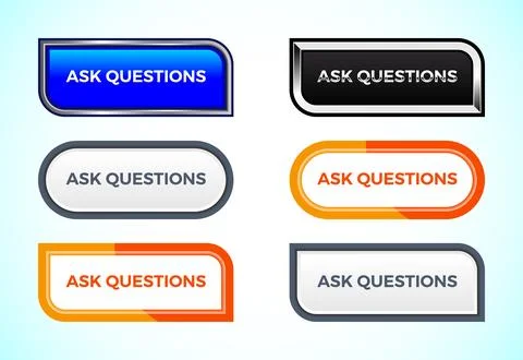 Ask questions button set of different shapes and colors. Suitable for mobil.. Illustrazione stock