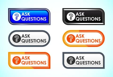 Ask questions button set of different shapes and colors. Suitable for mobil.. Stock-Illustration