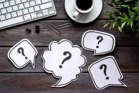 Ask quiestion online - FAQ or search information on internet Stock Photos
