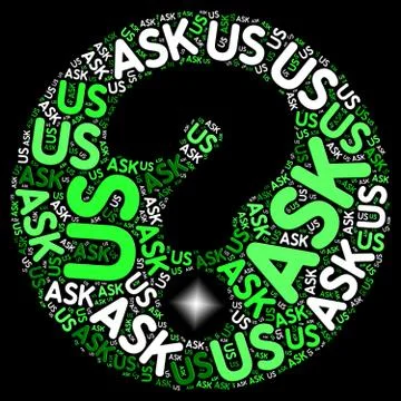 Ask Us Question Means Not Sure And Inquiries Ilustração Stock