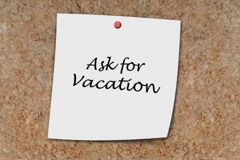 Ask for vacation written on a memo Stock Photos