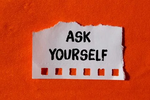 Ask yourself message written on ripped torn paper background. Conceptual As.. Stock Photos