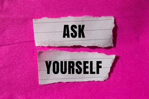 Ask yourself message written on ripped torn paper background. Conceptual As.. Stock Photos