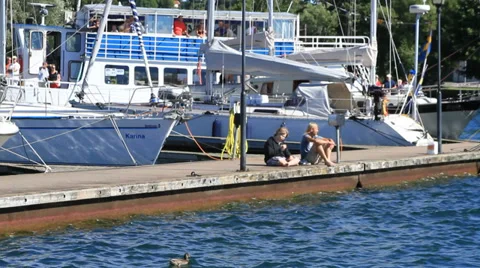 Askersund Bay docks Stock Footage 27513457