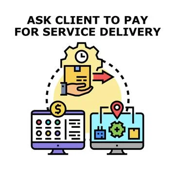 Asking client to pay for service delivery process 스톡 일러스트