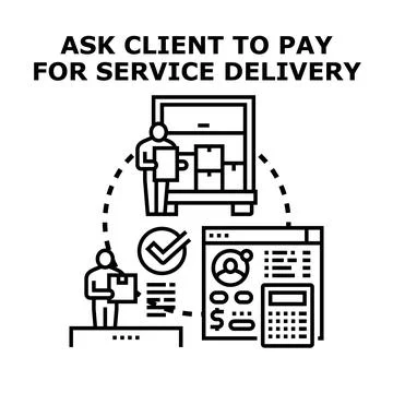 Asking client for service delivery payment and invoice management Stockillustratie