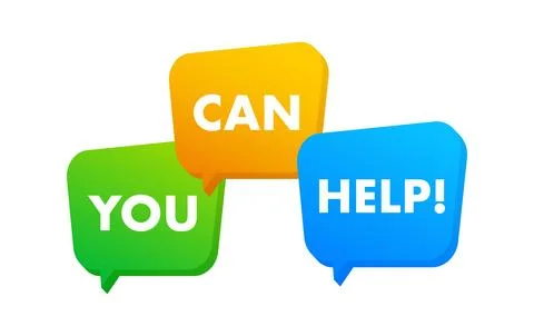 Asking for help and assistance with speech bubbles Stock Illustration