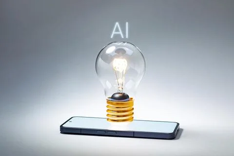 Asking for help from artificial intelligence through a smartphone showcasin.. Stock Photos