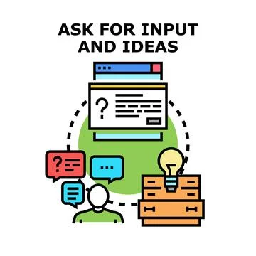 Asking for input and ideas contributing to creative solutions Stock Illustration
