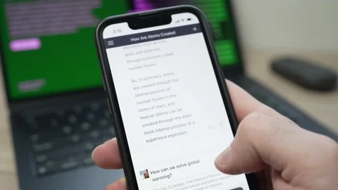 Asking a Question on OPEN AI ChatGPT Chat Bot on Smartphone Stock Footage 229515424