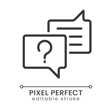 Asking question pixel perfect linear icon Stock Illustration