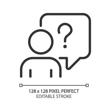 Asking question pixel perfect linear icon Stock Illustration