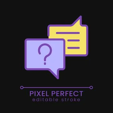 Asking question pixel perfect RGB color icon for dark theme Stock Illustration