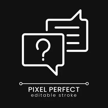 Asking question pixel perfect white linear icon for dark theme Stock Illustration