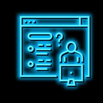 Asking question for solve problem neon glow icon illustration Illustrazione stock