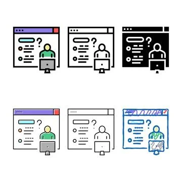 Asking question styleset for solve problem color icon vector Stock Illustration