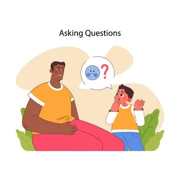 Asking Questions concept. Flat vector illustration Illustrazione stock