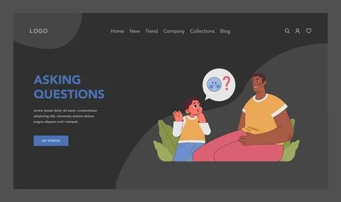 Asking Questions concept. Flat vector illustration Illustrazione stock