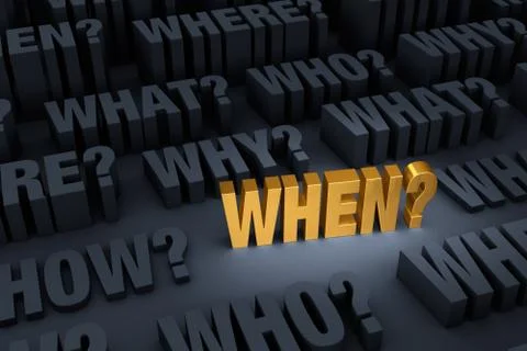 Asking "WHEN?" Stands Out Stock Illustration