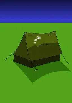 Asleep in tent Stock Illustration