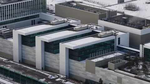 ASML Veldhoven Winter Facility Aerial Stock Footage 327293619
