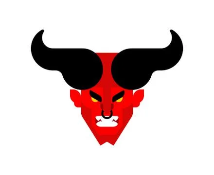 Asmodeus Devil with horns head. Beelzebub lord of darkness. Lucifer boss hell Stock Illustration