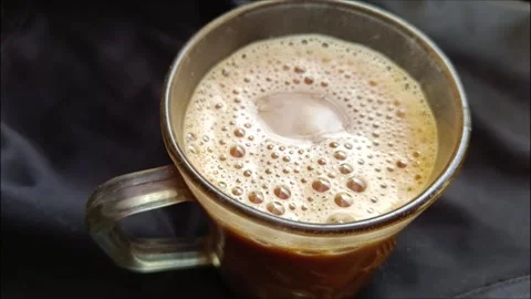 Asmr 4k video oddly satisfying close up espresso coffee for summer Stock Footage 248896591