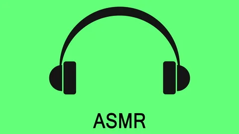 ASMR concept. Dark headphones with pulsating music for enjoyment. Enjoying Stock Footage 242517706