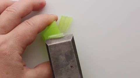 ASMR Green Soap Cutting with Sharp Knife Satisfying Slicing Stock Footage 310738024