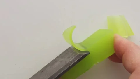 ASMR Green Soap Thin Strips Cutting Precise Knife Work Session Stock Footage 310738616