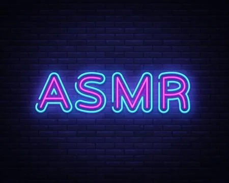 ASMR Neon Text Vector. Autonomous sensory meridian response neon sign, design Stock Illustration