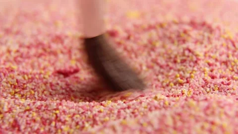 Asmr , The red and yellow granules are mixed with a brush. asmr video. Relaxing Stock Footage 246033876